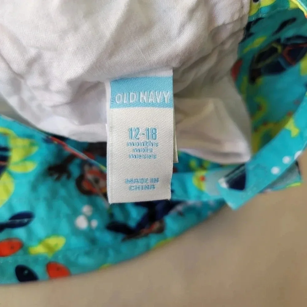 Old Navy Boys 12-18 MONTHS Swim & Sun Hat GREEN BLUE Aquarium